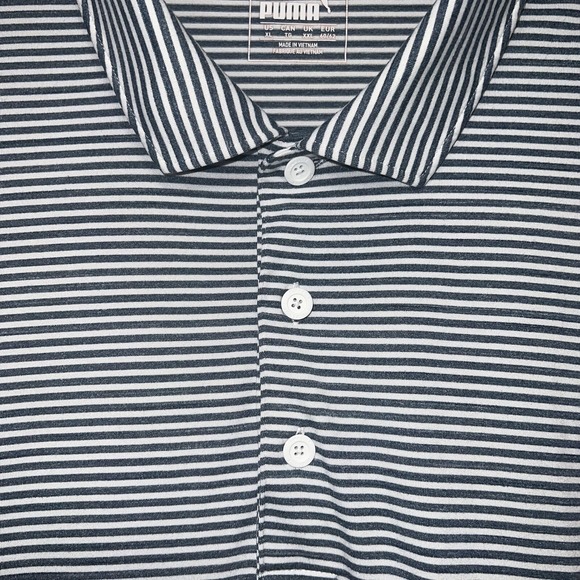 Puma Shirt Men's Size XL Gray Striped‎ Short Sleeve Polo Golf Lightweight - Picture 3 of 8